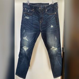 Distressed Dark Wash Airflex + Athletic Fit Jean